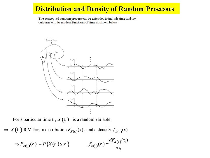 Distribution and Density of Random Processes Distribution and Density of Random Processes