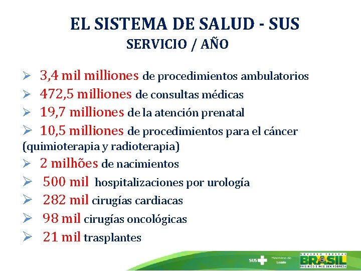 EL SISTEMA DE SALUD - SUS SERVICIO / AÑO 3, 4 milliones de procedimientos