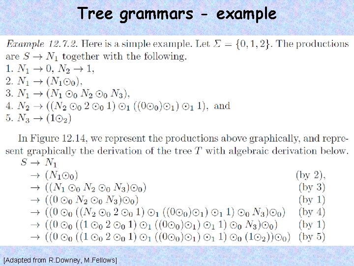 Tree grammars - example [Adapted from R. Downey, M. Fellows] 