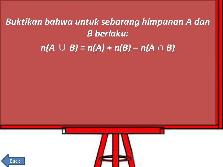 Buktikan bahwa untuk sebarang himpunan A dan B berlaku: n(A ∪ B) = n(A)