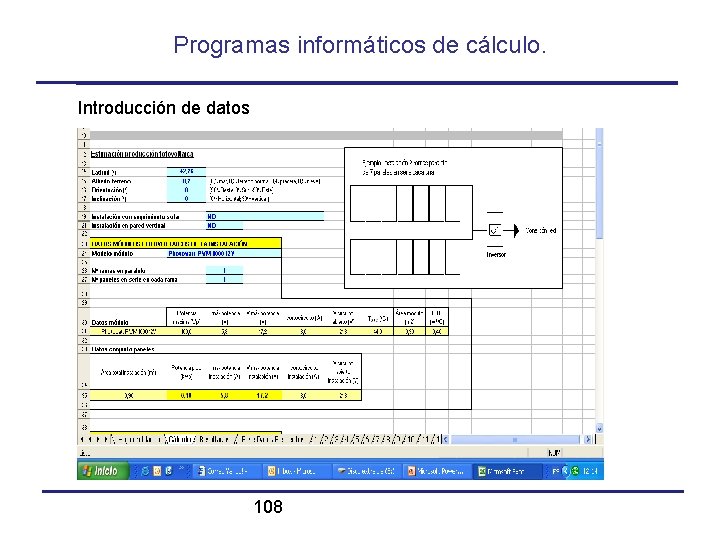 Programas informáticos de cálculo. Introducción de datos 108 