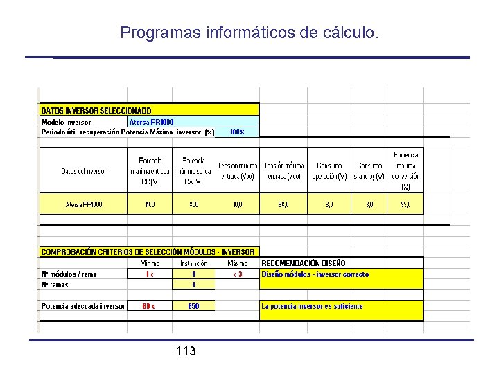 Programas informáticos de cálculo. 113 