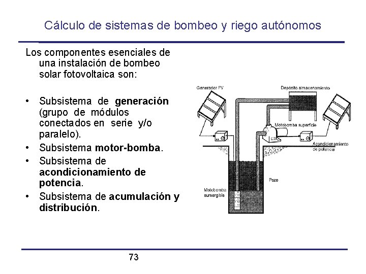 Cálculo de sistemas de bombeo y riego autónomos Los componentes esenciales de una instalación