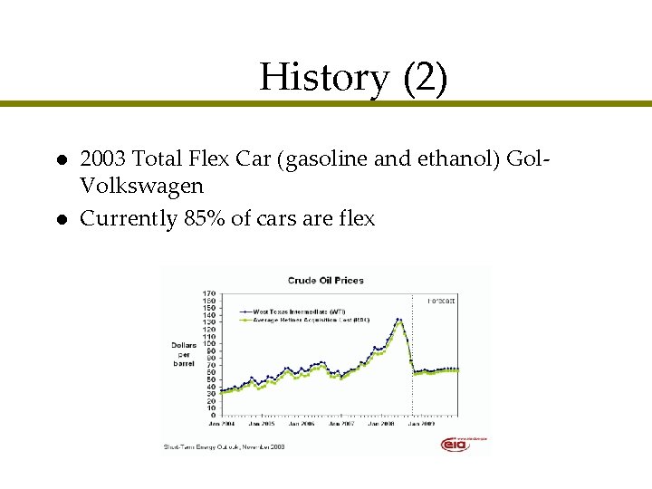 History (2) l l 2003 Total Flex Car (gasoline and ethanol) Gol. Volkswagen Currently