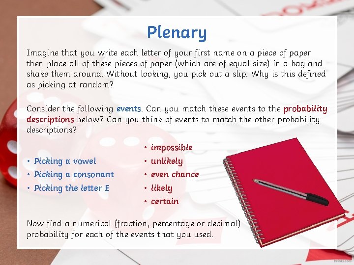 Plenary Imagine that you write each letter of your first name on a piece Plenary Imagine that you write each letter of your first name on a piece