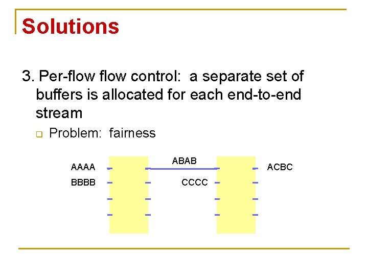 Solutions 3. Per-flow control: a separate set of buffers is allocated for each end-to-end