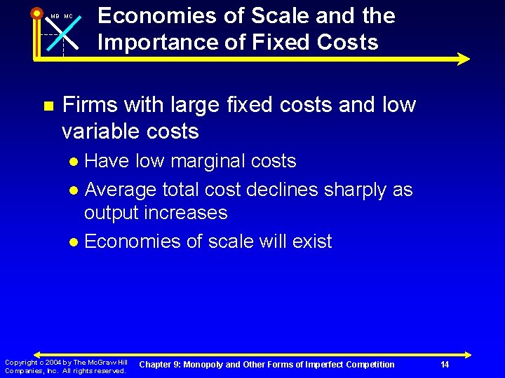 MB MC n Economies of Scale and the Importance of Fixed Costs Firms with