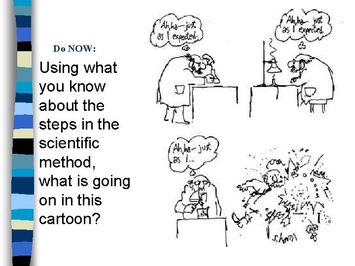 Do NOW: Using what you know about the steps in the scientific method, what