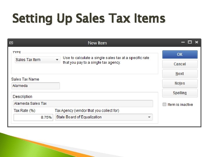 Setting Up Sales Tax Items 