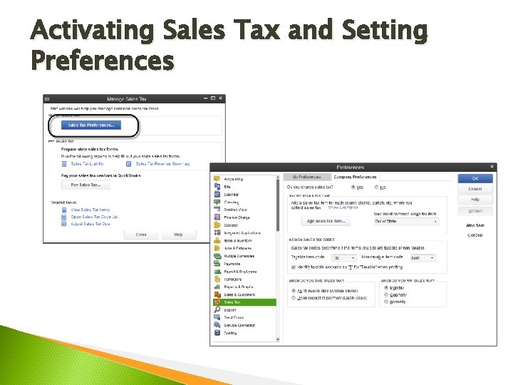 Activating Sales Tax and Setting Preferences 