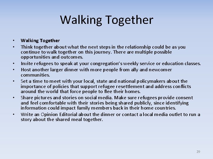 Walking Together • • Walking Together Think together about what the next steps in