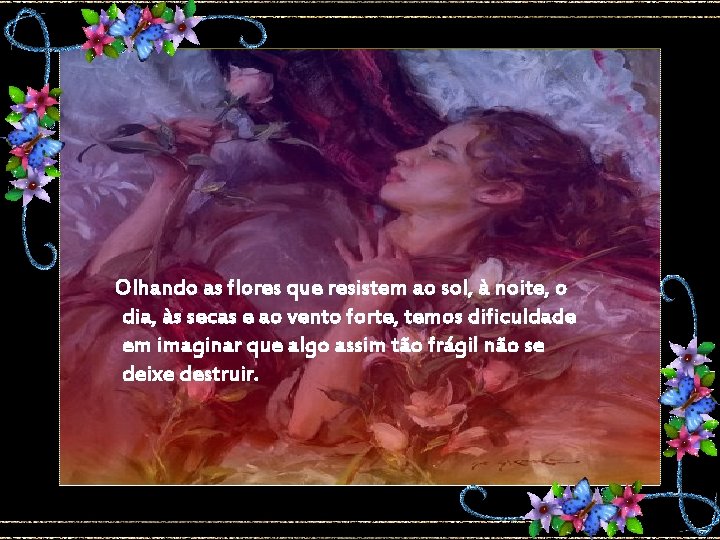 Olhando as flores que resistem ao sol, à noite, o dia, às secas e