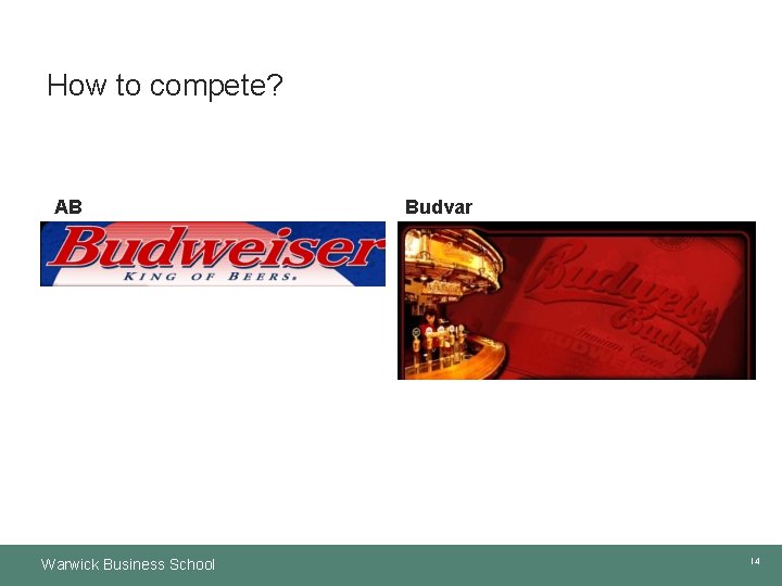 How to compete? AB Warwick Business School Budvar 14 