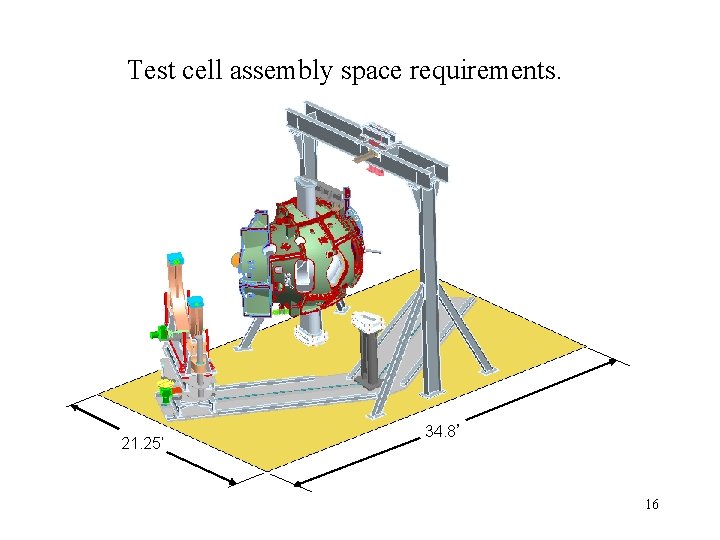 Test cell assembly space requirements. 21. 25’ 34. 8’ 16 