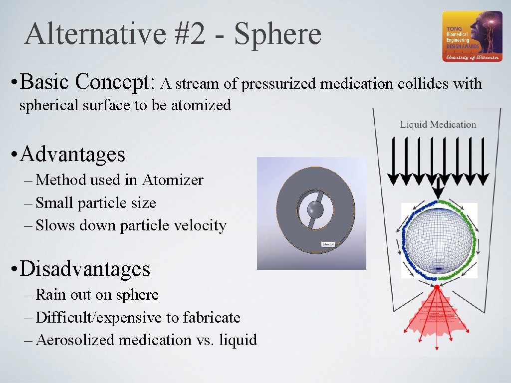 Alternative #2 - Sphere • Basic Concept: A stream of pressurized medication collides with