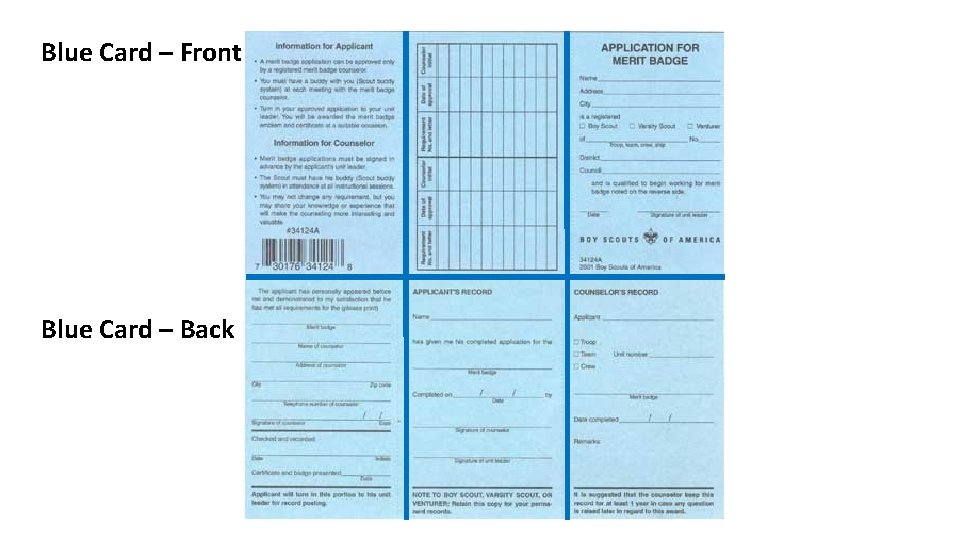 Blue Card – Front Blue Card – Back 