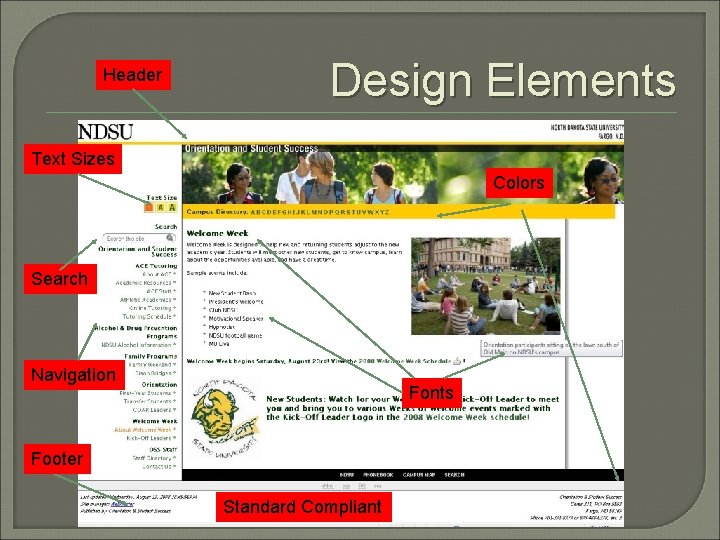 Header Design Elements Text Sizes Colors Search Navigation Fonts Footer Standard Compliant 