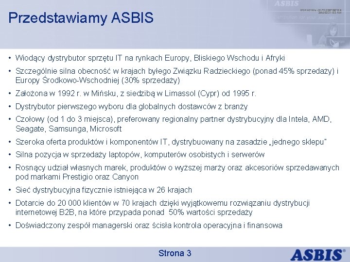 IBDINGWar OPX 20070976. 9 2/5/2022 1: 02 AM Przedstawiamy ASBIS • Wiodący dystrybutor sprzętu