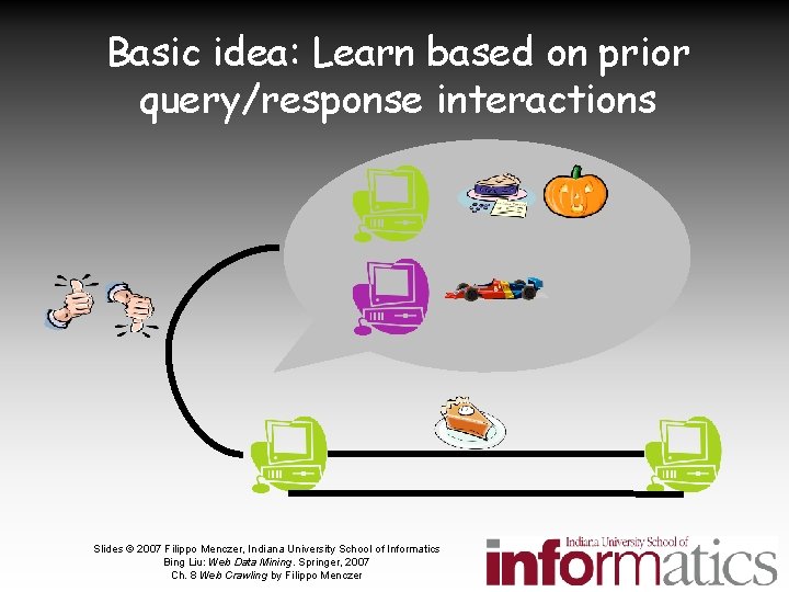Basic idea: Learn based on prior query/response interactions Slides © 2007 Filippo Menczer, Indiana