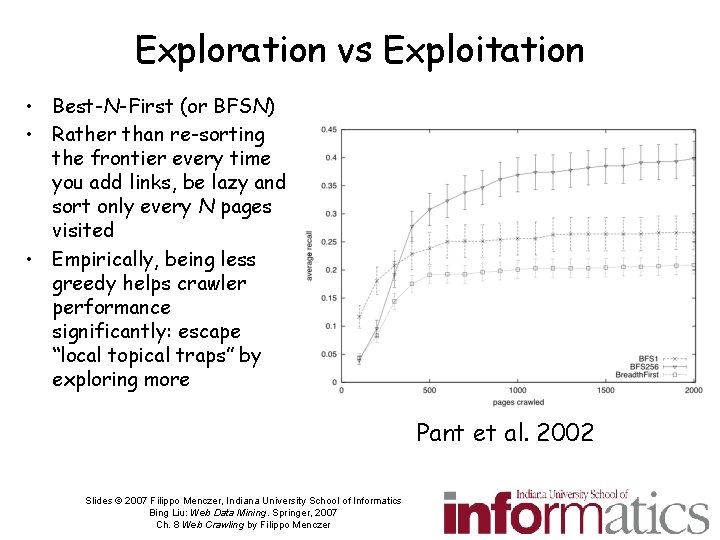 Exploration vs Exploitation • Best-N-First (or BFSN) • Rather than re-sorting the frontier every