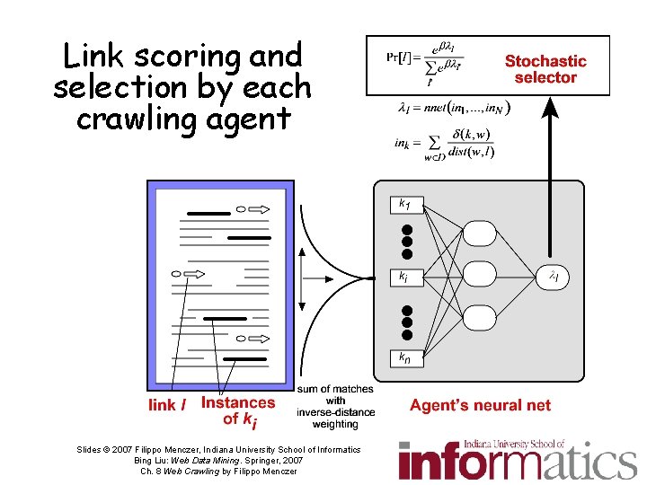 Link scoring and selection by each crawling agent Slides © 2007 Filippo Menczer, Indiana