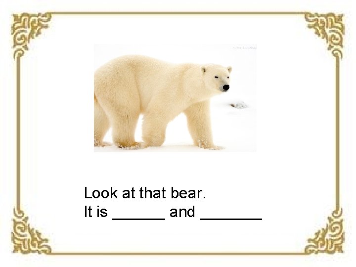 Look at that bear. It is ______ and _______ 