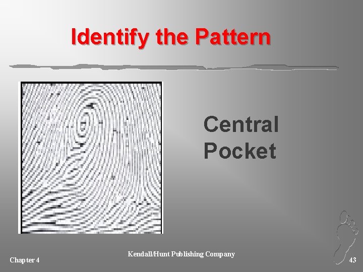 Identify the Pattern Central Pocket Chapter 4 Kendall/Hunt Publishing Company 43 
