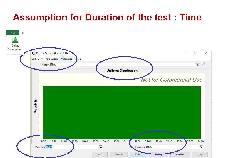 Assumption for Duration of the test : Time 