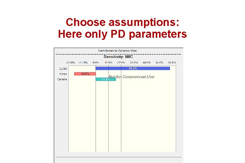 Choose assumptions: Here only PD parameters 