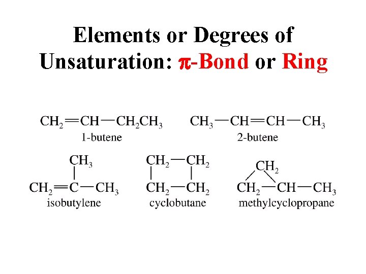 Elements or Degrees of Unsaturation: p-Bond or Ring 