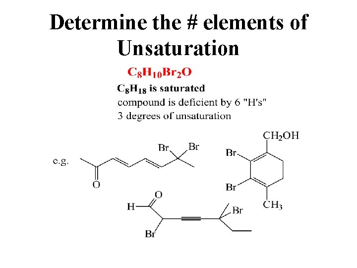 Determine the # elements of Unsaturation 