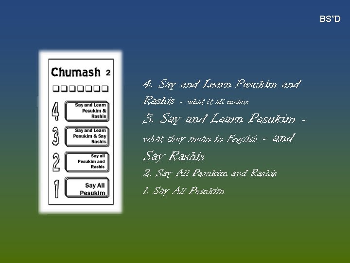 BS”D 4. Say and Learn Pesukim and Rashis – what it all means 3.