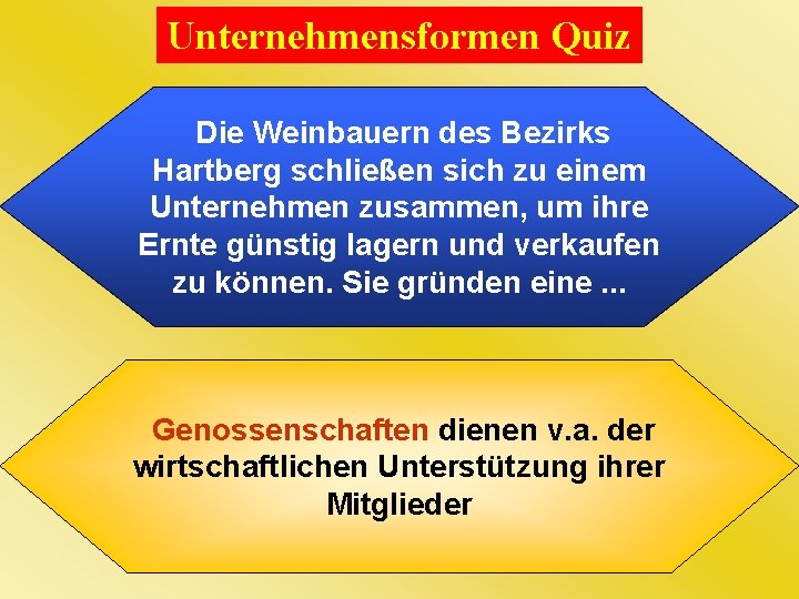 Unternehmensformen Quiz Die Weinbauern des Bezirks Hartberg schließen sich zu einem Unternehmen zusammen, um