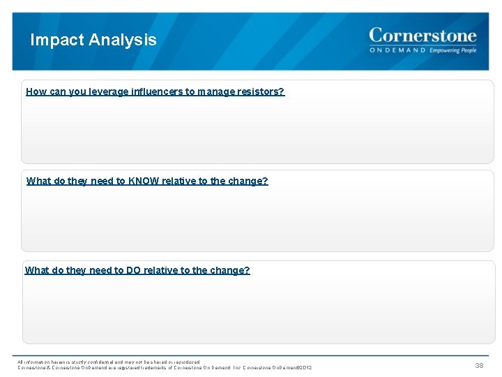 Impact Analysis How can you leverage influencers to manage resistors? What do they need