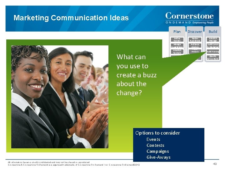 Marketing Communication Ideas What can you use to create a buzz about the change?
