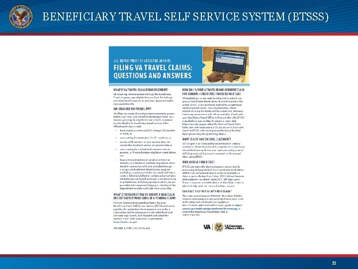 BENEFICIARY TRAVEL SELF SERVICE SYSTEM (BTSSS) 21 