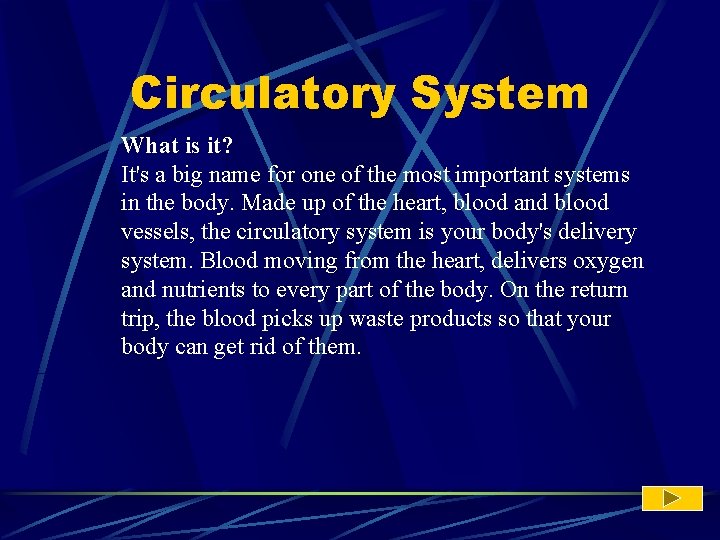 Circulatory System What is it? It's a big name for one of the most
