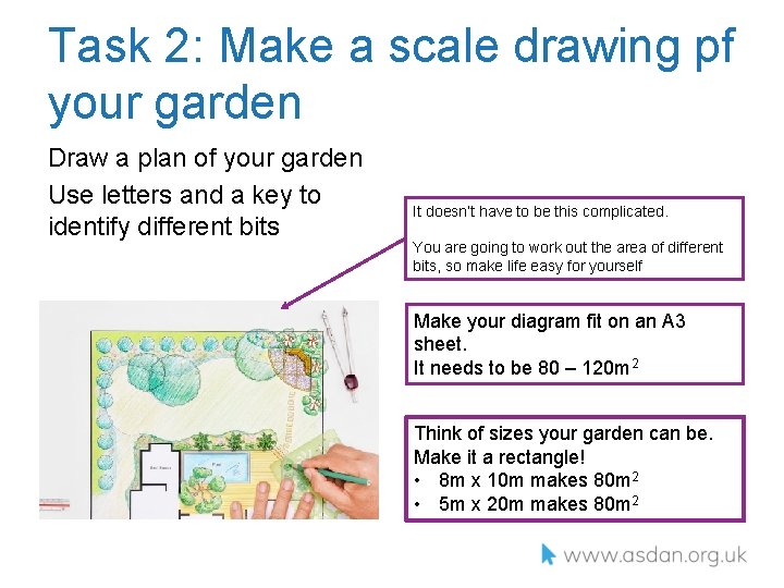 Task 2: Make a scale drawing pf your garden Draw a plan of your