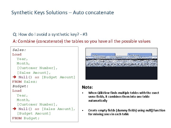 Synthetic Keys Solutions – Auto concatenate Q: How do I avoid a synthetic key?