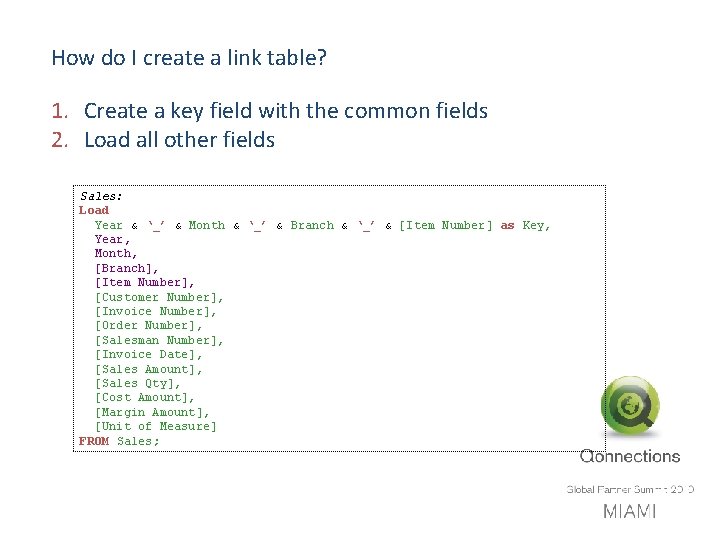How do I create a link table? 1. Create a key field with the