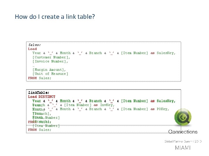 How do I create a link table? Sales: Load Year & ‘_’ & Month