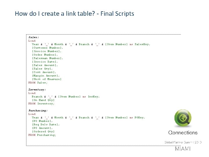How do I create a link table? - Final Scripts Sales: Load Year &