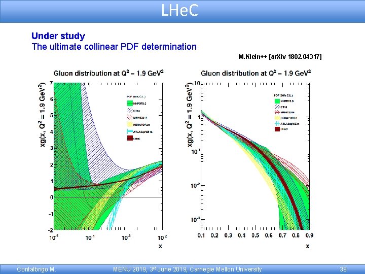 LHe. C Under study The ultimate collinear PDF determination M. Klein++ [ar. Xiv 1802.