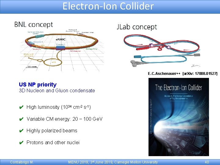 Electron-Ion Collider E. C. Aschenauer++ [ar. Xiv: 17008. 01527] US NP priority 3 D