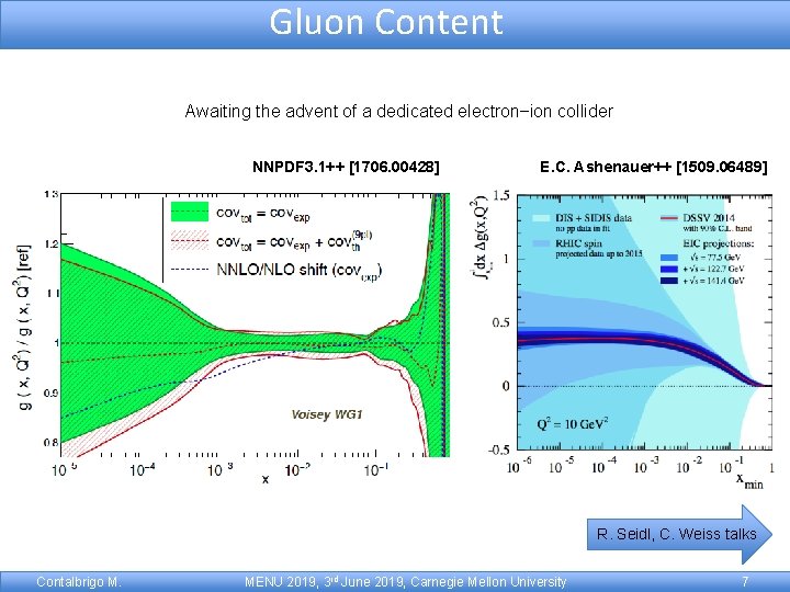 Gluon Content Awaiting the advent of a dedicated electron–ion collider NNPDF 3. 1++ [1706.