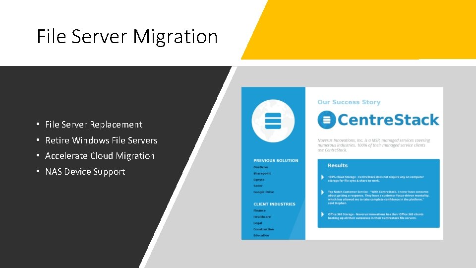 File Server Migration • File Server Replacement • Retire Windows File Servers • Accelerate