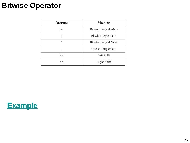 Bitwise Operator Example 43 