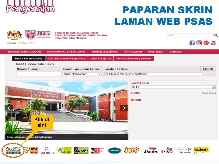 PAPARAN SKRIN LAMAN WEB PSAS Klik di sini 