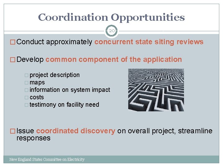 Coordination Opportunities 20 � Conduct approximately concurrent state siting reviews � Develop common component
