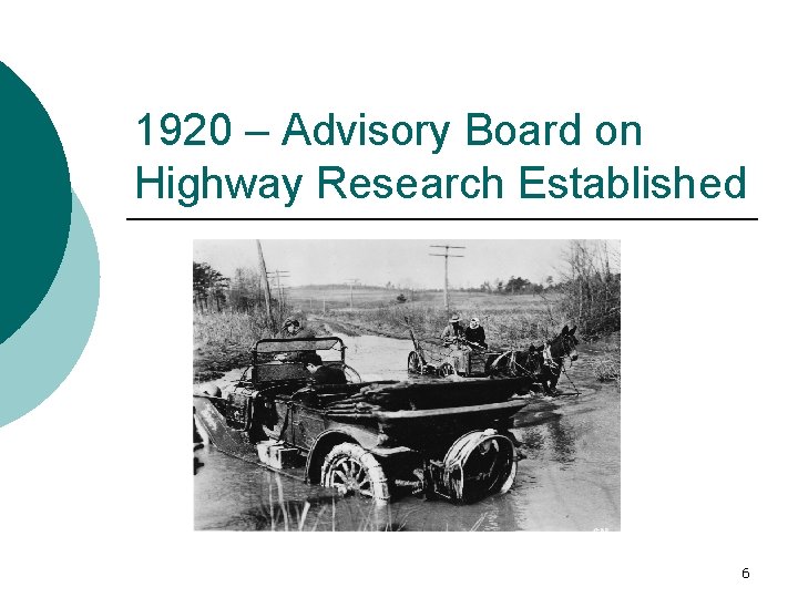 1920 – Advisory Board on Highway Research Established 6 